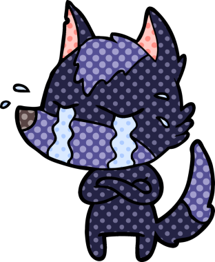 Bir insan tarafından çizilmiş ağlayan kurt çizgi filmi.