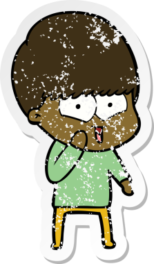 Bir insan tarafından çizilmiş mutlu bir çocuğun sıkıntılı çıkartması.