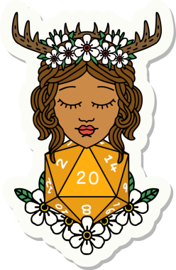 Bir insan tarafından çizilmiş 20 zarlı insan Druid çıkartması.