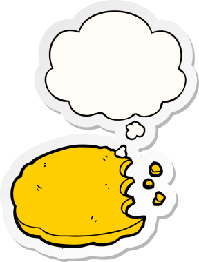 İnsan tarafından çizilmiş bir çıkartma olarak düşünce baloncuklu çizgi film kurabiyesi.