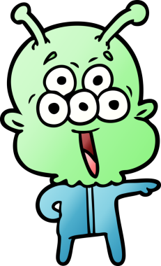 Bir insan tarafından çizilmiş mutlu bir uzaylı çizgi filmi.