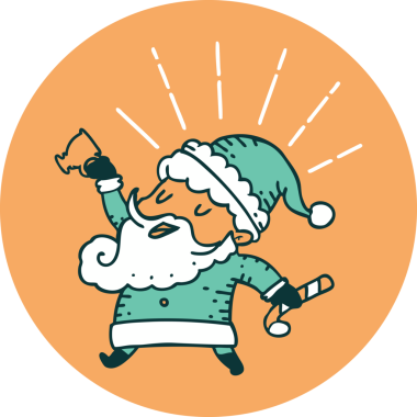 Bir insan tarafından çizilmiş dövme stili Noel Baba karakterinin simgesi.