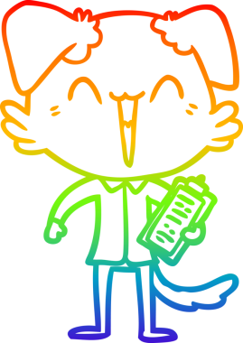 Bir insan tarafından çizilmiş mutlu bir ofis köpeği karikatürü çizimi