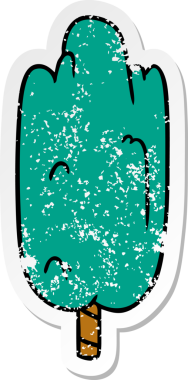 Bir insan tarafından çizilmiş, kederli bir karikatür karalaması tek yeşil ağaç.