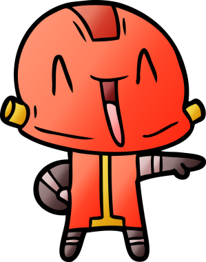 Bir insan tarafından çizilmiş çizgi film robotu