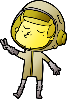 Bir insan tarafından çizilmiş kendine güvenen bir astronot çizgi filmi.