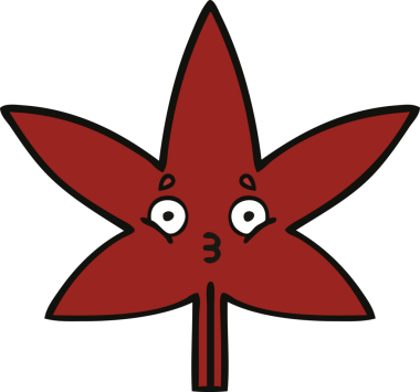 Bir insan tarafından çizilmiş bir sonbahar yaprağının sevimli karikatürü.