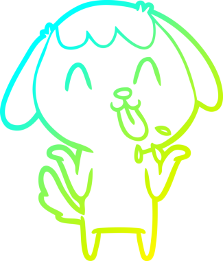 Bir insan tarafından çizilmiş şirin bir çizgi köpeğin soğuk gradyan çizgisi.