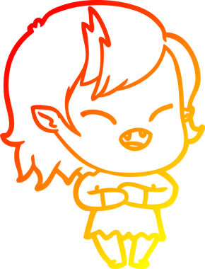 Bir insan tarafından çizilmiş gülen vampir kız çizgi filmi.