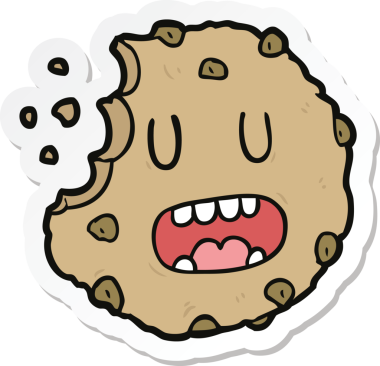 Bir insan tarafından çizilmiş çizgi film kurabiyesinin çıkartması.