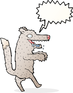 Bir insan tarafından çizilmiş büyük kötü kurt çizgi filmi.