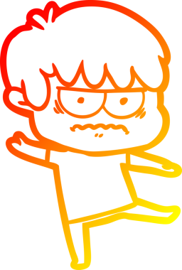 Bir insan tarafından çizilmiş kızgın çizgi film çocuğunun sıcak çizgi çizimi.