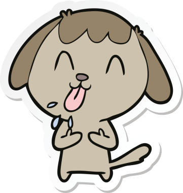 Bir insan tarafından çizilmiş şirin bir köpeğin çıkartması.