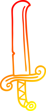 Bir insan tarafından çizilmiş eski bir kılıcın sıcak çizgi çizgisi.