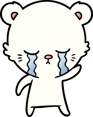 Bir insan tarafından çizilmiş üzgün küçük kutup ayısı çizgi filmi.