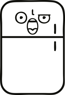 Bir insan tarafından çizilmiş bir buzdolabı karikatürü.