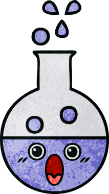 Bir insan tarafından çizilmiş bir test tüpünün retro grunge desen karikatürü