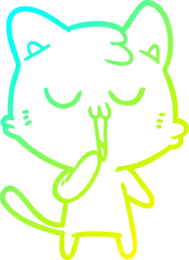 Bir insan tarafından çizilen çizgi film kedisinin soğuk eğik çizgisi.