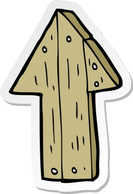 Bir insan tarafından çizilmiş ahşap bir okun çıkartması.