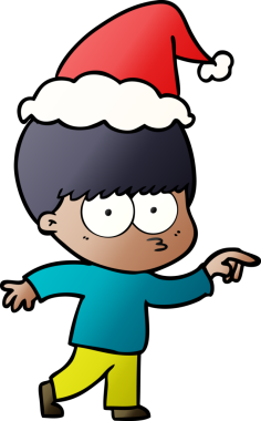 Bir insan tarafından çizilmiş Noel Baba şapkası takan bir çocuğun gradyan çizimi.