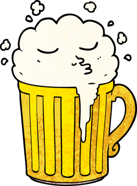 Bir insan tarafından çizilmiş bira kupası.