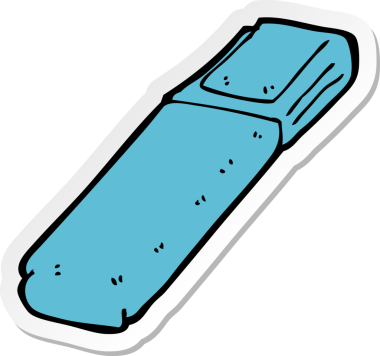 Bir insan tarafından çizilmiş karikatür fosforlu kalemin etiketi