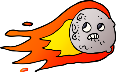 Bir insan tarafından çizilmiş yanan asteroit karalaması.