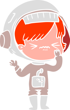 kızgın düz renkli çizgi film kızı bir insan tarafından çizilmiş.