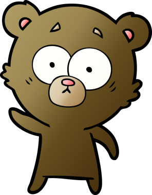 Bir insan tarafından çizilmiş endişeli ayı karikatürü.