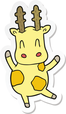 Bir insan tarafından çizilmiş şirin bir zürafanın çıkartması.