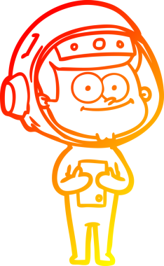 Bir insan tarafından çizilmiş mutlu bir astronot çizgi filminin sıcak gradyan çizimi