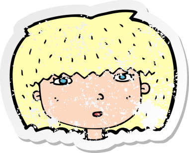 Bir insan tarafından çizilmiş bir karikatür kadın yüzünün gerilimli yapıştırması.