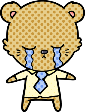 Bir insan tarafından çizilmiş ağlayan ayı çizgi film çizeri.