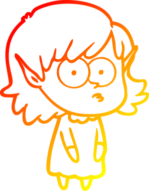 Bir insan tarafından çizilmiş, çizgi film karakteri bir elf kızı çizimi.