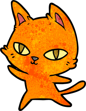 Bir insan tarafından çizilmiş çizgi film kedisi.