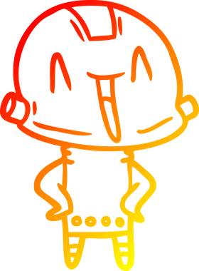 Bir insan tarafından çizilen çizgi film robotunun sıcak çizgi çizimi