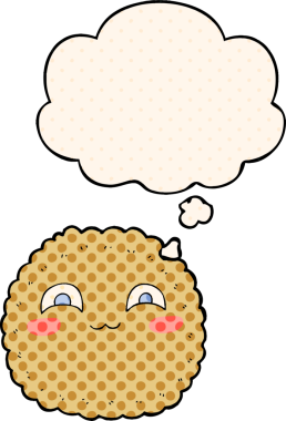 Bir insan tarafından çizilmiş, düşünce baloncuklu çizgi roman bisküvisi.