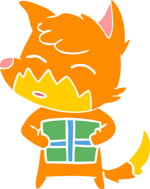 Bir insan tarafından çizilmiş düz renk çizgi film tilkisi