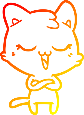 Bir insan tarafından çizilmiş mutlu çizgi film kedisinin sıcak çizgi çizgisi.