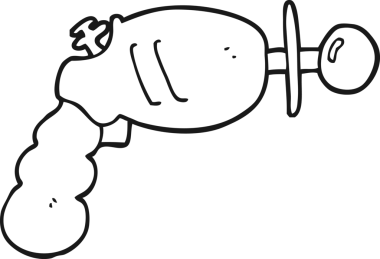 Bir insan tarafından çizilmiş bir ışın tabancası.