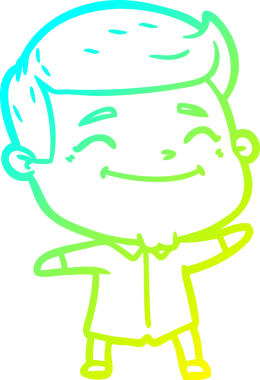 Bir insan tarafından çizilmiş mutlu bir çizgi film karakteri çizimi.