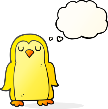 Bir insan tarafından çizilmiş serbest çizim balon karikatür kuşu.