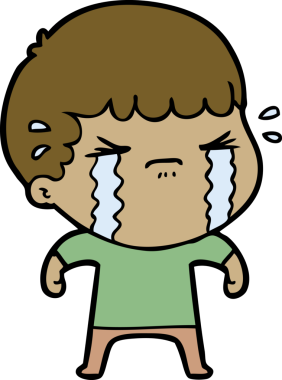 Bir insan tarafından çizilmiş ağlayan çizgi film adamı.