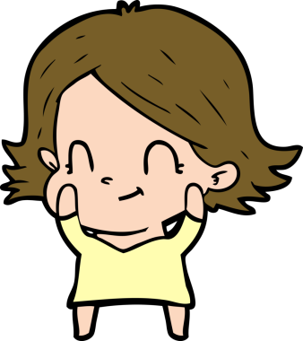 Bir insan tarafından çizilmiş karikatür dostu kız.