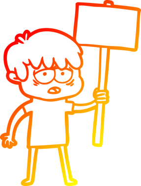 Bir insan tarafından çizilmiş levhalı, yorgun bir çocuğun çizgi çizimi.