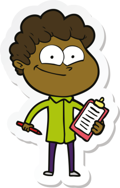 Bir insan tarafından çizilmiş mutlu bir adamın çıkartması.