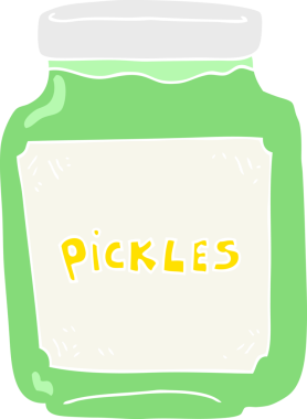 Bir insan tarafından çizilmiş turşu kavanozunun düz renk çizimi