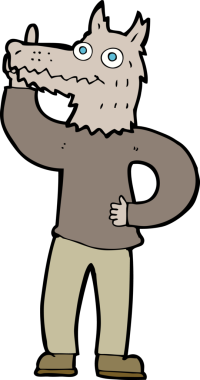 Bir insan tarafından çizilmiş bir fikri olan bir kurt adam.