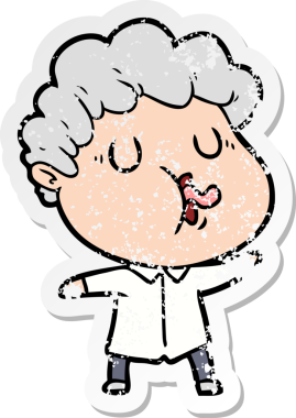 Bir insan tarafından çizilmiş karikatür adamın sıkıntılı çıkartması.