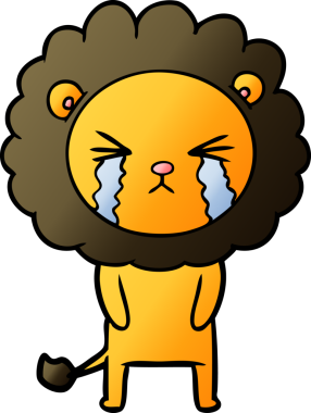 Bir insan tarafından çizilmiş ağlayan bir aslan.